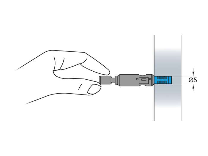 Tool Free Insertion for 5 mm Dowel Holes