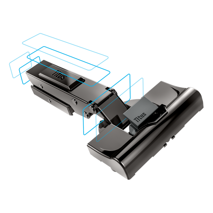 T type PressTo Nickel features 3Way snap on blue lines A isolated on black modul